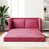Image de vidaXL Canapé-lit 2 en 1 rouge bordeaux 122x204x55 cm velours 353960