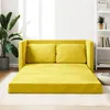 Image de vidaXL Canapé-lit 2 en 1 jaune foncé 122x204x55 cm velours 353963