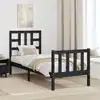 Image de Cadre De Lit Sans Matelas Noir Bois De Pin Massif Vidaxl