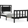 Image de Cadre De Lit Sans Matelas Noir Bois De Pin Massif Vidaxl