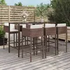 Image de Ensemble De Bar De Jardin Avec Coussins 7 Pcs Marron Poly Rotin Vidaxl