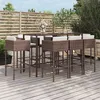 Image de Ensemble De Bar De Jardin 9 Pcs Avec Coussins Marron Poly Rotin Vidaxl