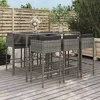 Image de Ensemble De Bar De Jardin 7 Pcs Avec Coussins Gris Poly Rotin Vidaxl