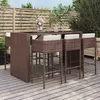 Image de Ensemble De Bar De Jardin Avec Coussins 7 Pcs Marron Poly Rotin Vidaxl
