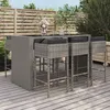 Image de Ensemble De Bar De Jardin 7 Pcs Avec Coussins Gris Poly Rotin Vidaxl