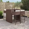 Image de Ensemble De Bar De Jardin Avec Coussins 5 Pcs Marron Poly Rotin Vidaxl