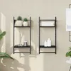 Image de vidaXL Étagères murales à 2 niveaux avec barres 2 pcs noir 30x25x65 cm 836253