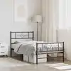 Image de Cadre De Lit Métal Sans Matelas Avec Pied De Lit Noir 107x203cm Vidaxl