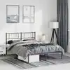 Image de Cadre De Lit Métal Sans Matelas Avec Tête De Lit Noir 135x190cm Vidaxl