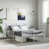 Image de Cadre De Lit Métal Sans Matelas Et Pied De Lit Blanc 160x200 Cm Vidaxl