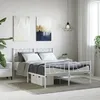 Image de vidaXL Cadre de lit métal sans matelas et pied de lit blanc 160x200 cm 355533