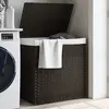 Image de Panier À Linge Avec 2 Sections Marron Foncé 53x35x57 Cm Vidaxl