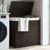 Image de vidaXL Panier à linge avec 2 sections marron foncé 53x35x57 cm 372035