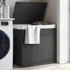 Image de vidaXL Panier à linge avec 2 sections gris 53x35x57 cm résine tressée 372036