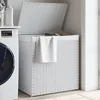 Image de vidaXL Panier à linge avec 2 sections blanc 53x35x57 cm résine tressée 372038