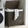 Image de Panier À Linge Avec Roulettes Marron Foncé 60x35x60,5 Cm Vidaxl