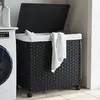 Image de Panier À Linge Avec Roulettes Noir 60x35x60,5 Cm Résine Tressée Vidaxl