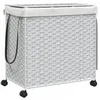 Image de Panier à linge - vidaXL - Blanc - Paille - 3 compartiments - Design pliable