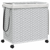 Image de Vidaxl panier à linge avec roulettes blanc 60x35x60,5cm résine tressée