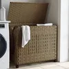 Image de Panier À Linge Avec Roulettes 66x35x60 Cm Résine Tressée Vidaxl