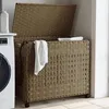 Image de vidaXL Panier à linge avec roulettes 66x35x60 cm résine tressée 372044