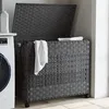 Image de Panier À Linge Avec Roulettes Gris 66x35x60 Cm Résine Tressée Vidaxl