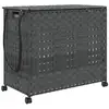 Image de Vidaxl panier à linge avec roulettes gris 66x35x60 cm résine tressée