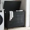 Image de Panier À Linge Avec Roulettes Noir 66x35x60 Cm Résine Tressée Vidaxl