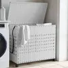Image de Panier À Linge Avec Roulettes Blanc 66x35x60 Cm Résine Tressée Vidaxl