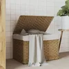 Image de vidaXL Panier à linge avec couvercle 555x35x34 cm résine tressée 372049