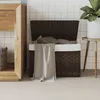 Image de Panier À Linge Avec Couvercle Marron Foncé Résine Tressée Vidaxl