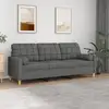 Image de Canapé 3 Places Avec Oreillers Gris Foncé 180 Cm Tissu Vidaxl