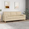 Image de Canapé 3 Places Avec Oreillers Décoratifs Crème 180 Cm Tissu Vidaxl
