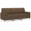Image de Canapé 3 Places Avec Oreillers Décoratifs Marron 180 Cm Tissu Vidaxl