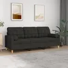 Image de Canapé 3 Places Avec Oreillers Décoratifs Noir 180 Cm Tissu Vidaxl