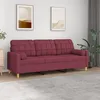 Image de Canapé 3 Places Avec Oreillers Décoratifs Bordeaux 180 Cm Tissu Vidaxl
