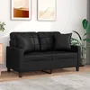 Image de Canapé 2 Places Avec Oreillers Décoratifs Noir 120cm Similicuir Vidaxl