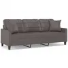 Image de Canapé 3 Places Avec Oreillers Décoratifs Gris 180cm Similicuir Vidaxl