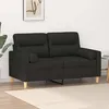 Image de Canapé 2 Places Avec Oreillers Décoratifs Noir 120 Cm Tissu Vidaxl