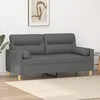 Image de Canapé 2 Places Avec Oreillers Gris Foncé 140 Cm Tissu Vidaxl