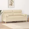 Image de Canapé 2 Places Avec Oreillers Décoratifs Crème 140 Cm Tissu Vidaxl
