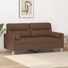 Image de vidaXL Canapé 2 places avec oreillers décoratifs marron 140 cm tissu canapé causeuse canapé de salon canapés canapé 3200824