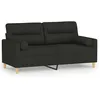 Image de Canapé 2 Places Avec Oreillers Décoratifs Noir 140 Cm Tissu Vidaxl