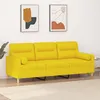 Image de Canapé 3 Places Avec Oreillers Jaune Clair 180 Cm Tissu Vidaxl