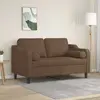 Image de Canapé 2 Places Avec Oreillers Décoratifs Marron 120 Cm Tissu Vidaxl