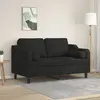 Image de Canapé 2 Places Avec Oreillers Décoratifs Noir 120 Cm Tissu Vidaxl