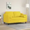 Image de Canapé 2 Places Avec Oreillers Jaune Clair 120 Cm Tissu Vidaxl