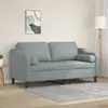 Image de Canapé 2 Places Avec Oreillers Gris Clair 140 Cm Tissu Vidaxl