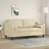 Image de Canapé 2 Places Avec Oreillers Décoratifs Crème 140 Cm Tissu Vidaxl