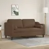 Image de Canapé 2 Places Avec Oreillers Décoratifs Marron 140 Cm Tissu Vidaxl